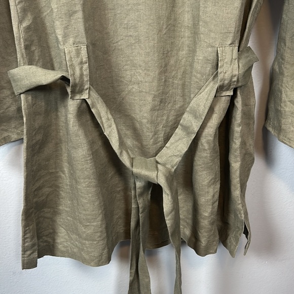 Herry Green Linen Long Belted Beaded Chest Tunic size EUR 42 US 6 - Picture 6 of 11